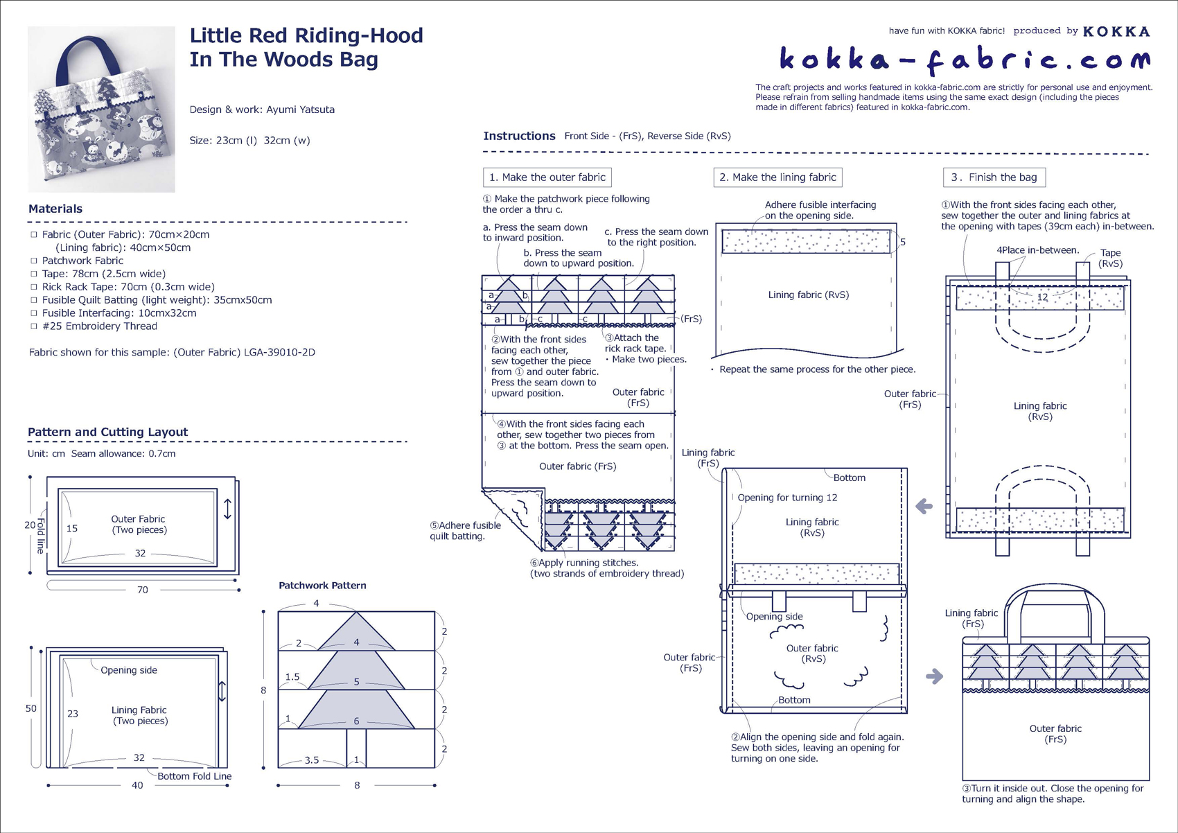 Little Red Riding Hood Bag – Sewing Instructions | KOKKA-FABRIC.COM ...