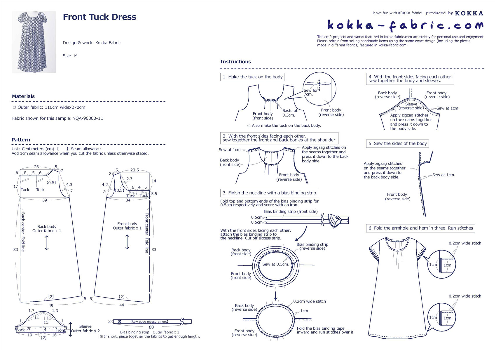 Front Tuck Dress with an Elegant Chest Line – Sewing Instructions