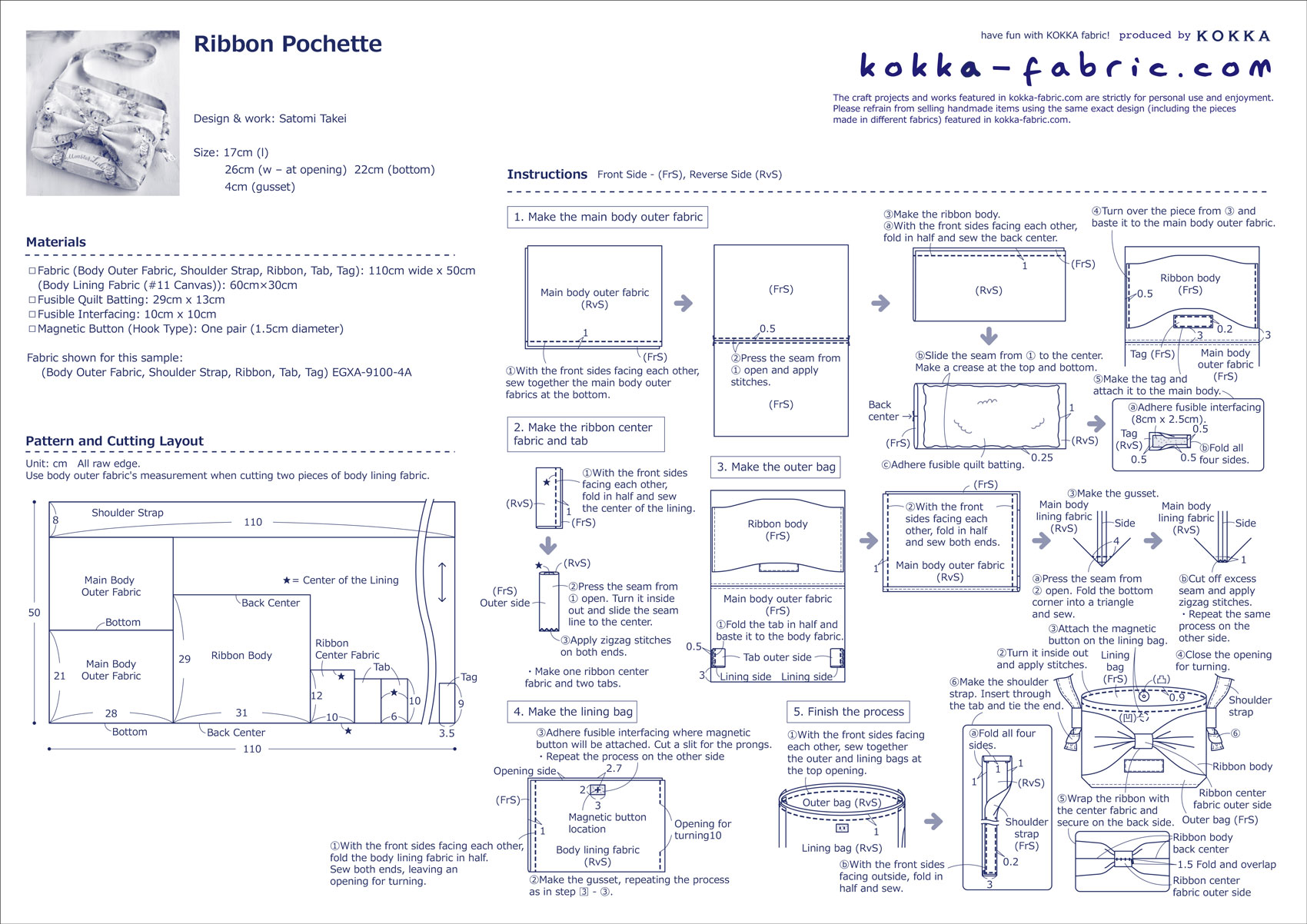 Ribbon Pochette – Free Sewing Tutorial | KOKKA-FABRIC.COM | have fun ...