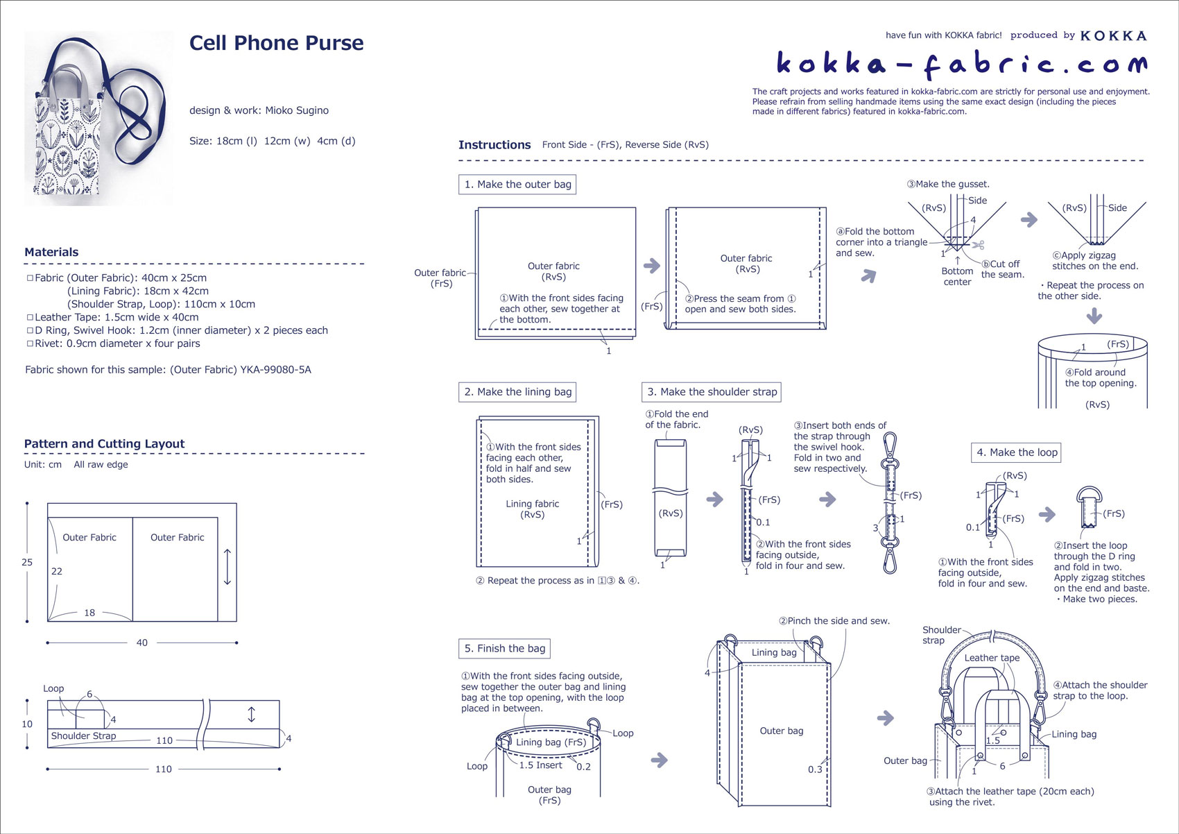 Cell Phone Purse – Free Sewing Tutorial | KOKKA-FABRIC.COM | have fun ...