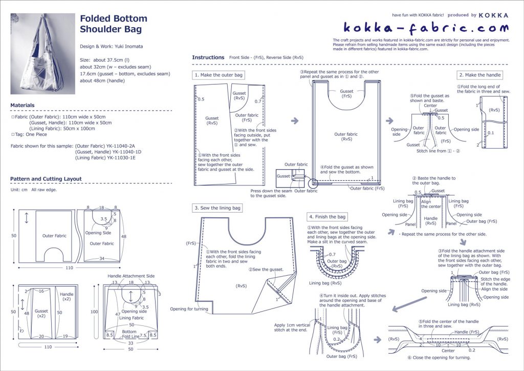 Folded Bottom Shoulder Bag – Free Sewing Tutorial | KOKKA-FABRIC.COM ...