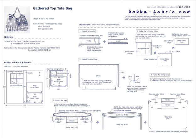 Gathered Top Tote Bag – Free Sewing Tutorial | KOKKA-FABRIC.COM | have ...