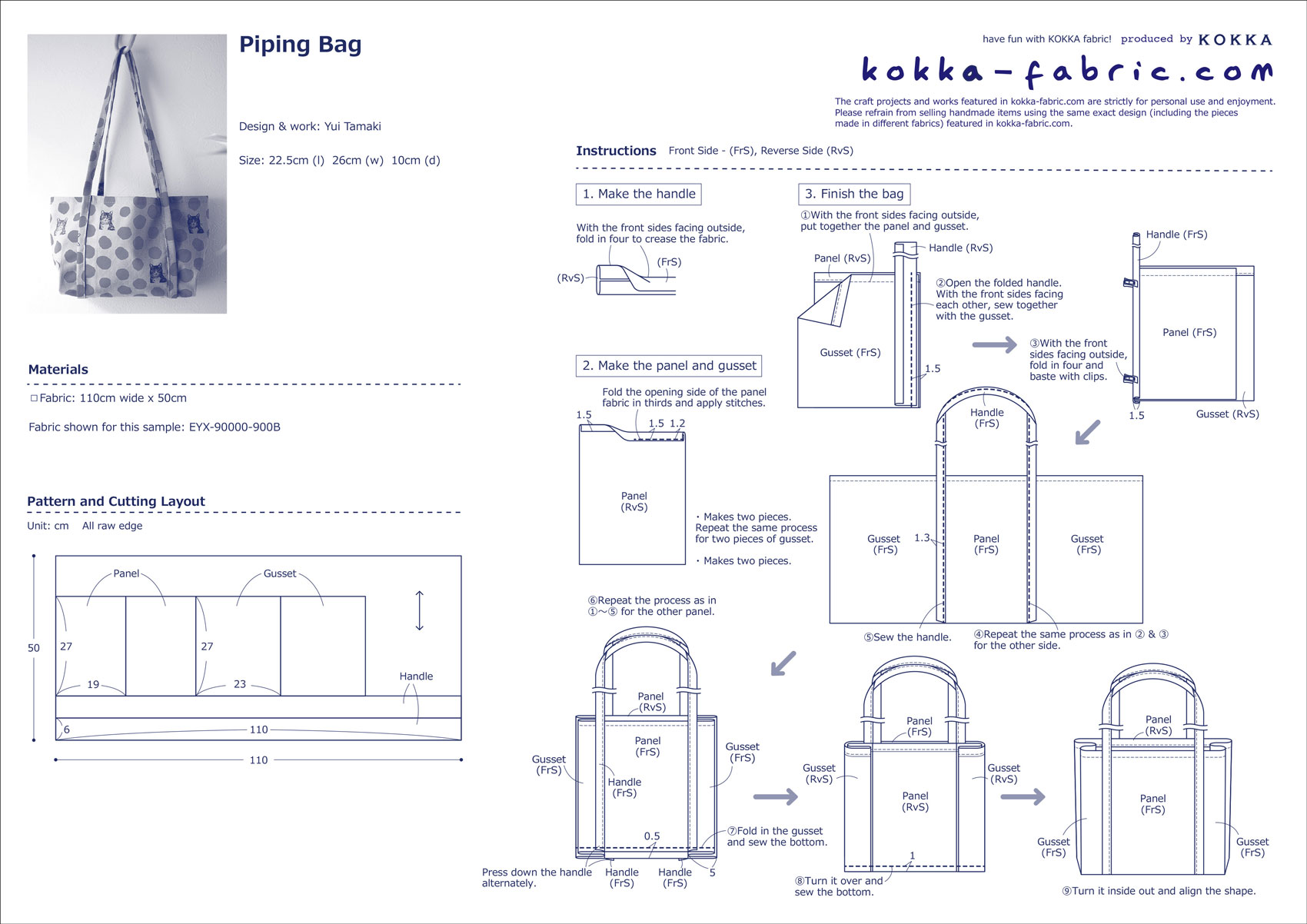 Piping Bag – Free Sewing Tutorial | KOKKA-FABRIC.COM | have fun with ...